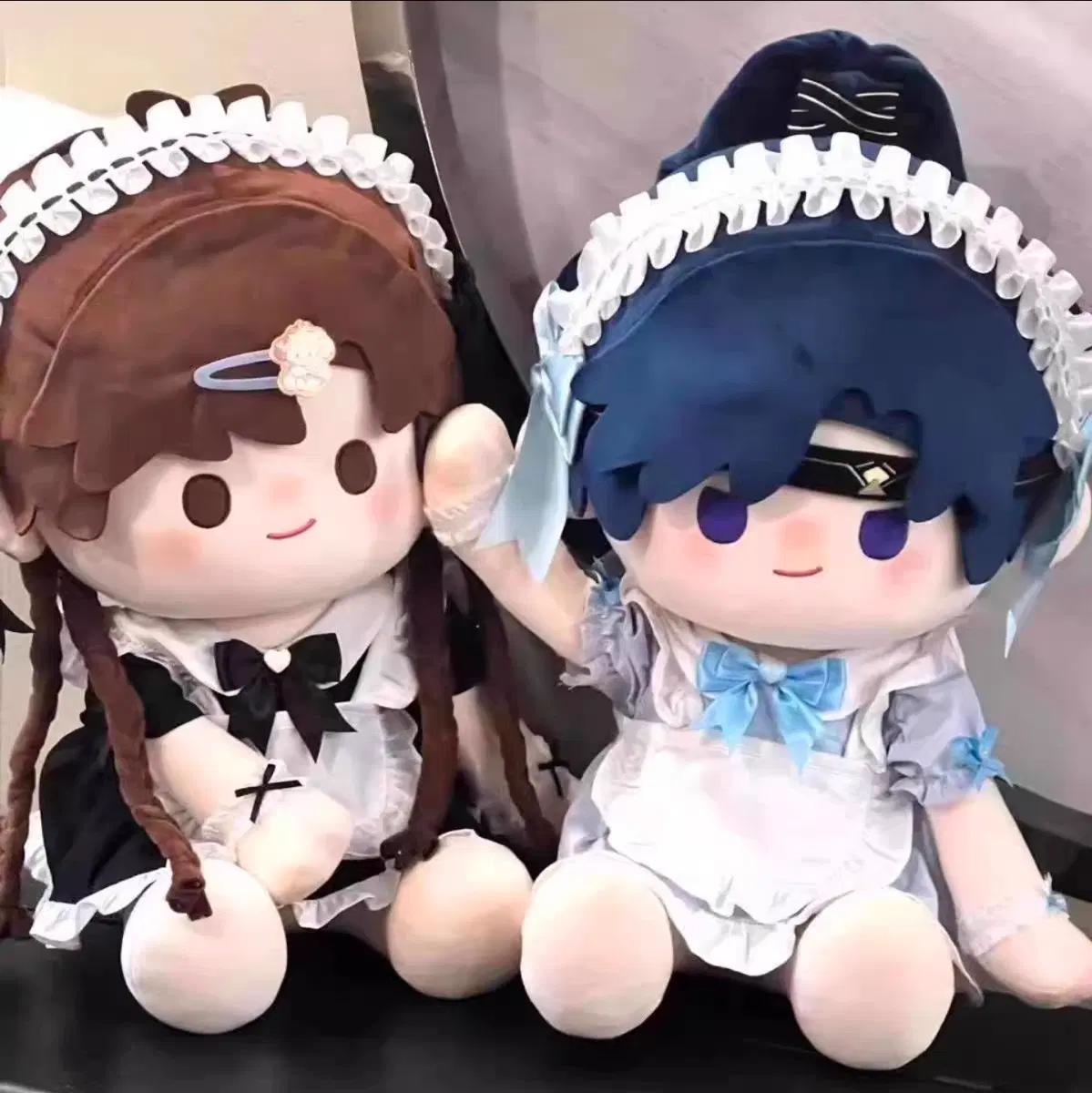 40cm 인형옷 메이드복 블랙 블루 메이드 리본 40깅