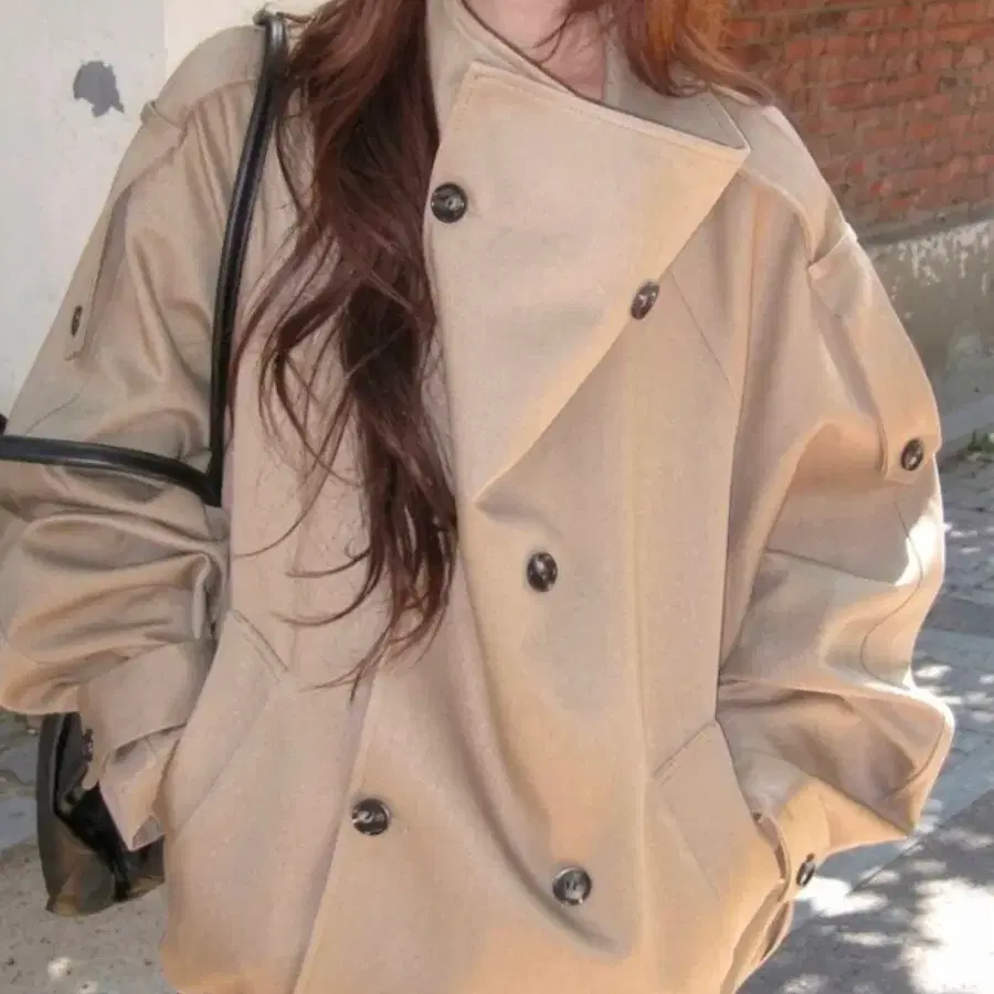 [새상품/무배] 하이넥 견장 숏트렌치 자켓