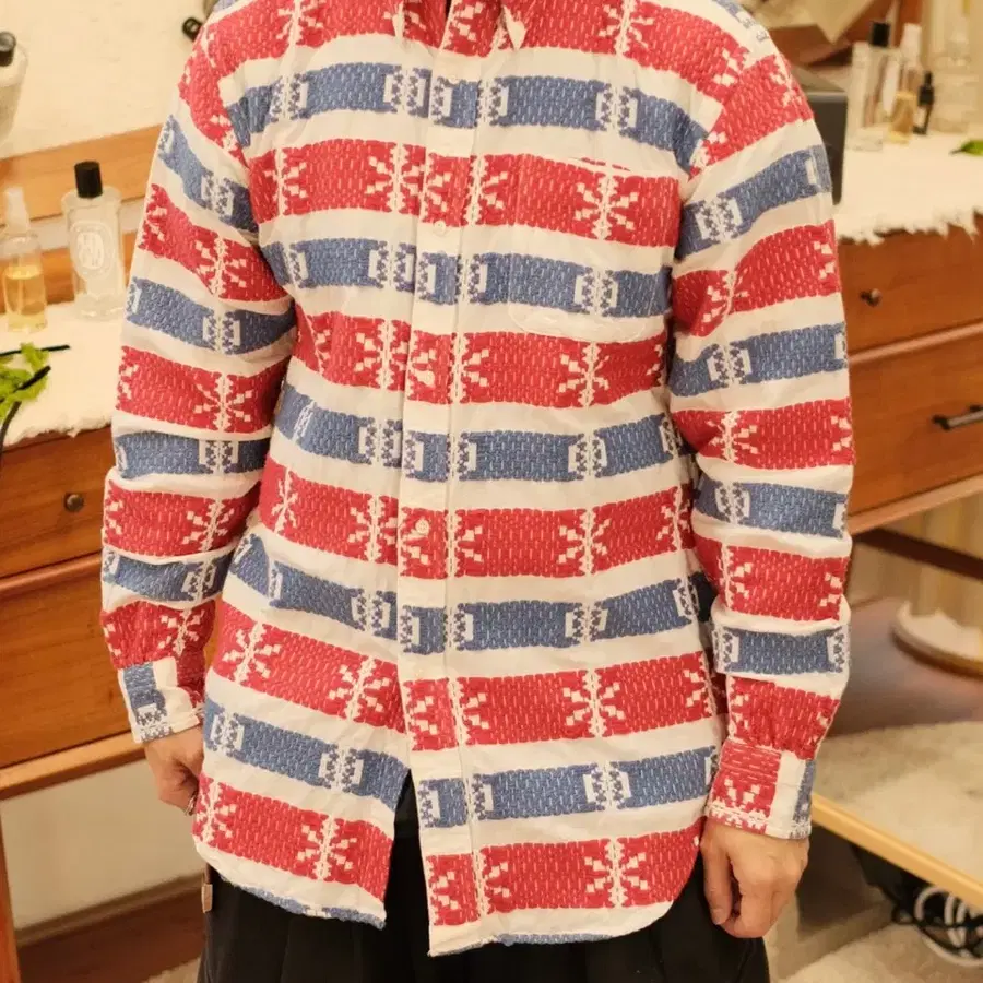 슈가케인 도비 네이티브 패턴 셔츠 L