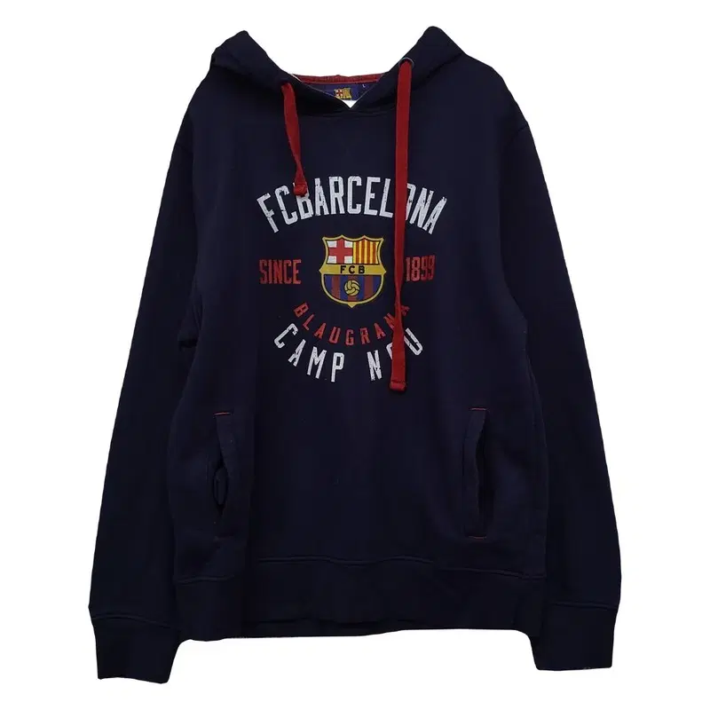 바르셀로나 FCB 네이비 폴리에스터 축구 클럽 그래픽 로고 후드티 L