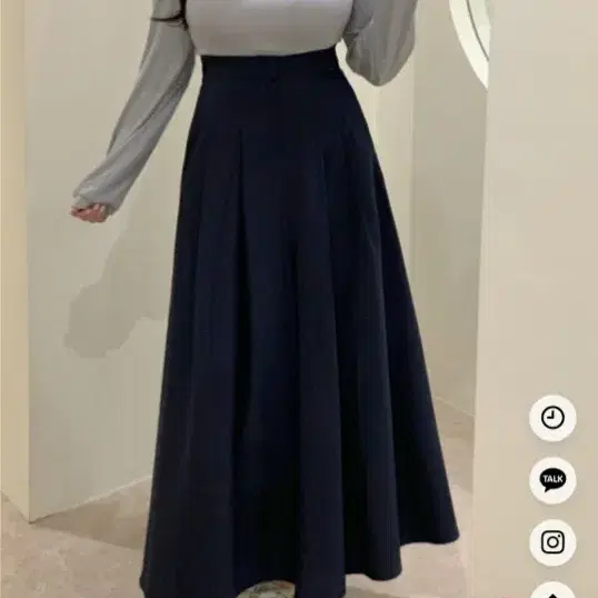교신 플랫퍼 flfl 프릴 네이비 핀턱 스커트 치마 (하객룩