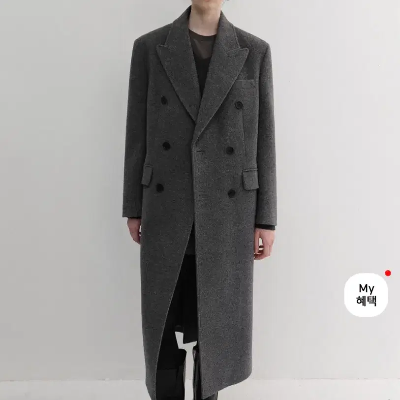 던스트 UNISEX TAILORED DOUBLE-BREASTED CASHMERE COAT MELANGE GREY