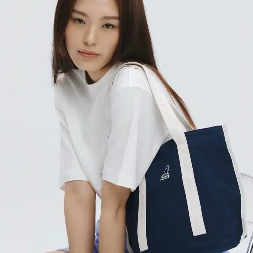 캉골 자카드 캔버스 쇼퍼백 3907 네이비