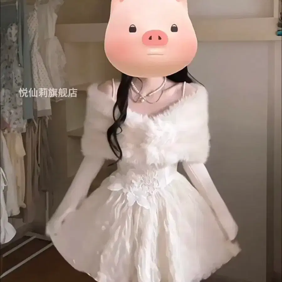 생일파티 의상 브라이덜샤워 생일상 화이트 드레스 양산형 지뢰계 스나계