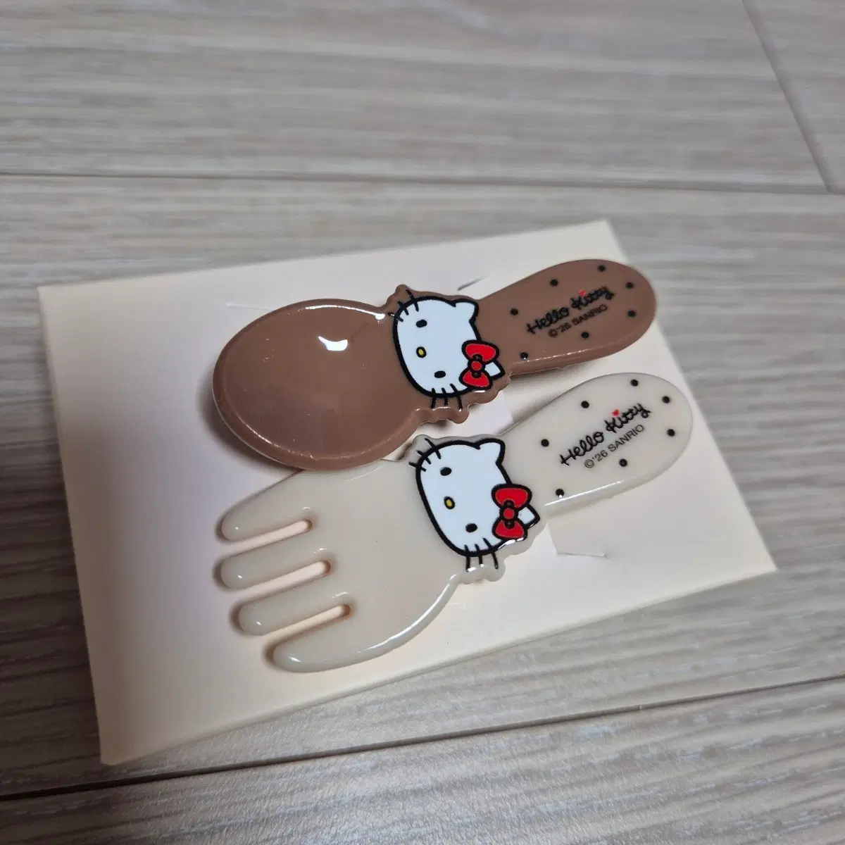 헬로키티 스푼 포크 헤어핀