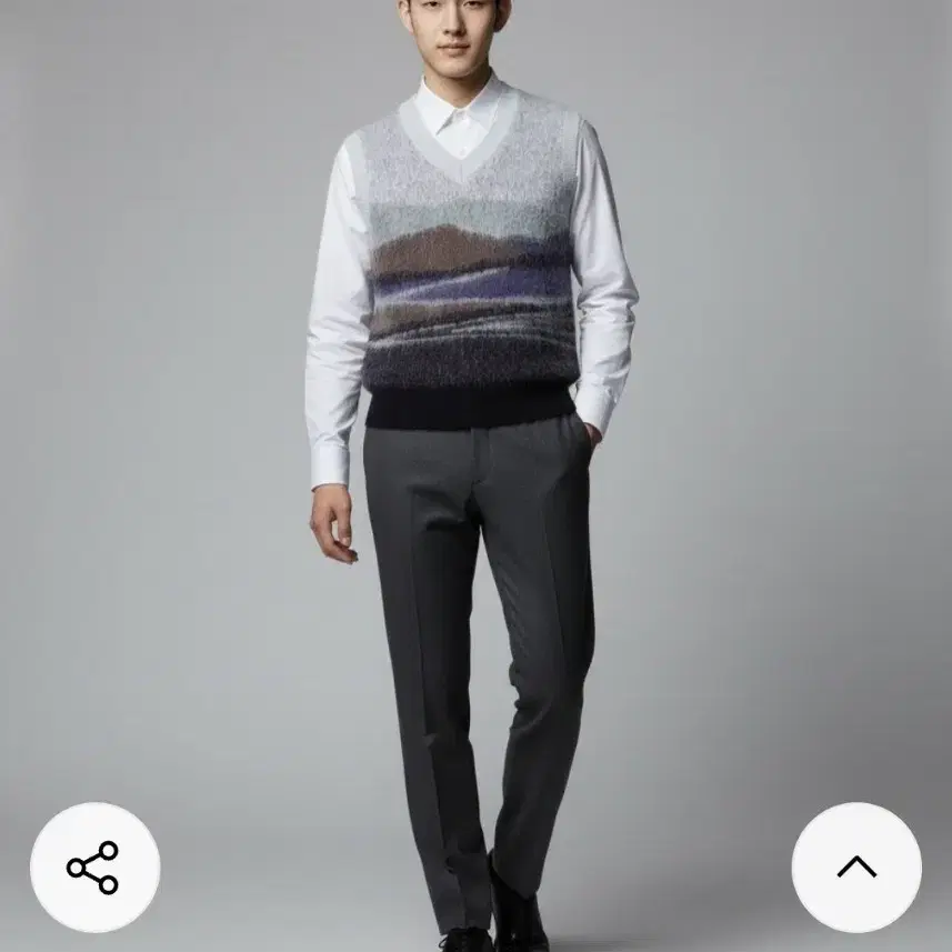 패턴 브이넥 니트 조끼