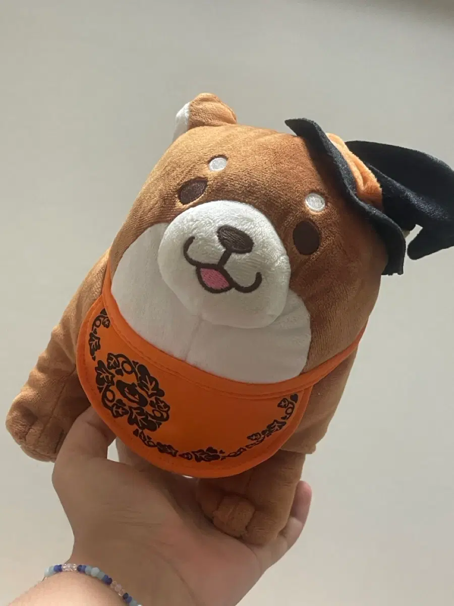 할로윈 강아지 인형 마녀 모자 오렌지 조끼