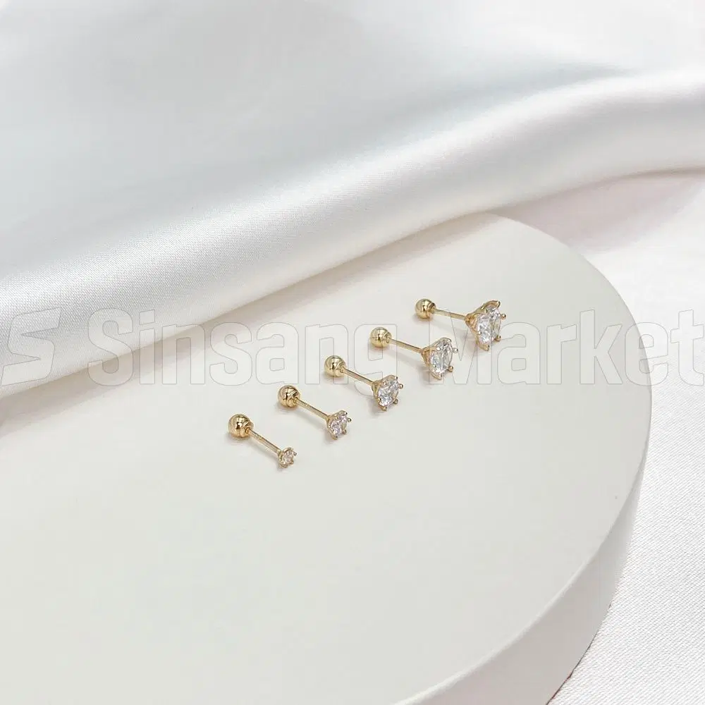 [빠른발송] 14k 주물 6발 큐빅피어싱 2-6mm