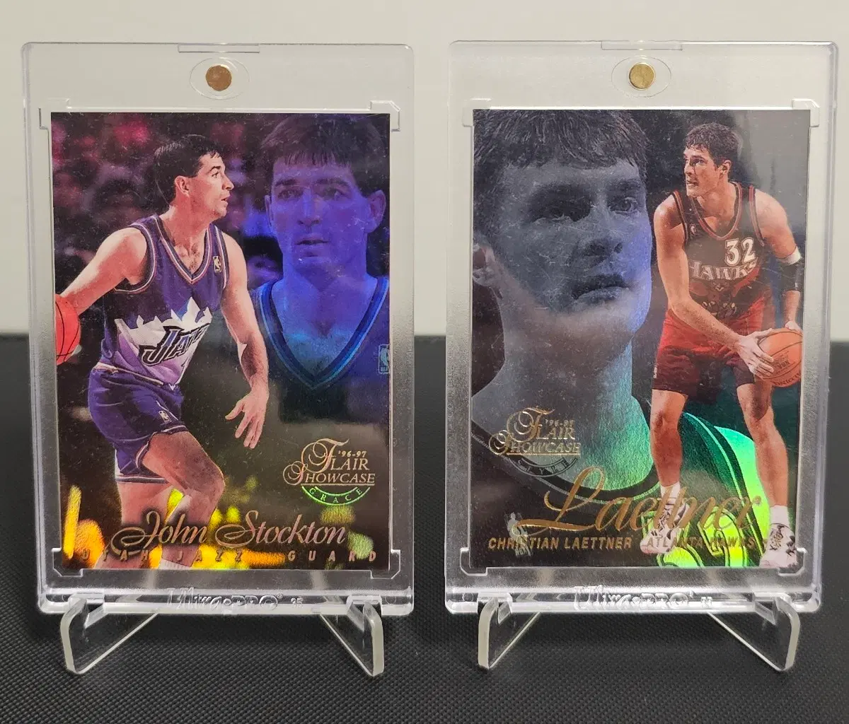 1996-97 NBA Flair Showcase 존 스탁턴 & 크리스찬 레이트너 카드