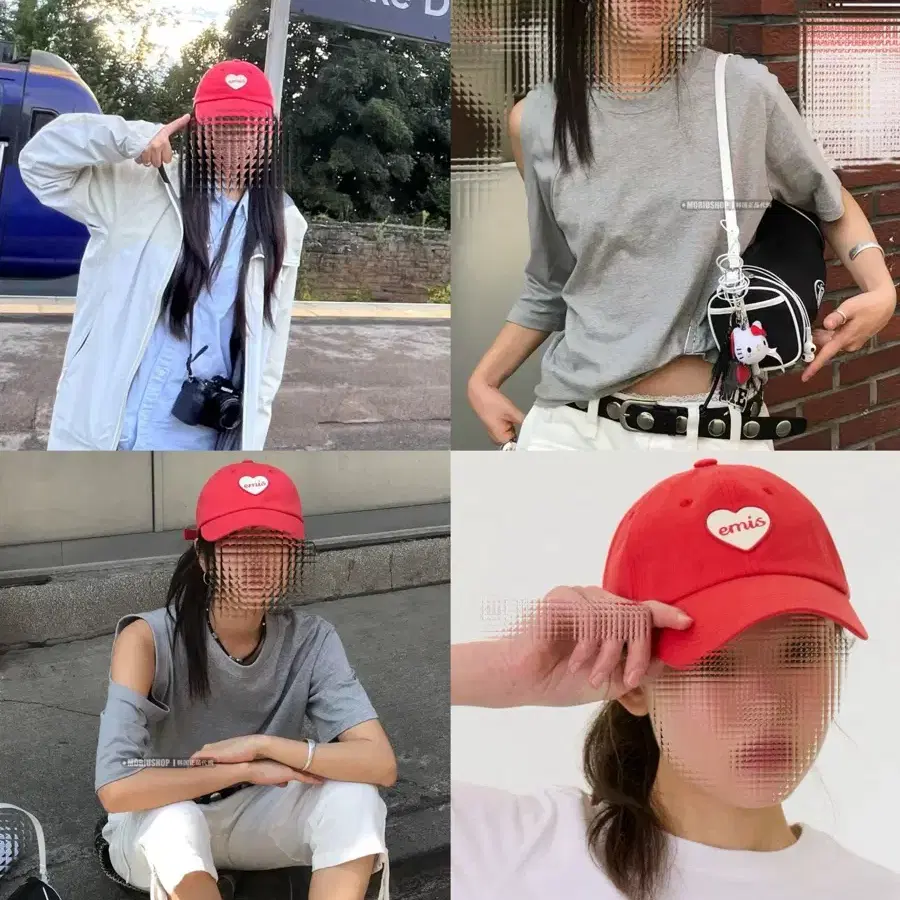 이미스 레드 하트 로고 볼캡 모자