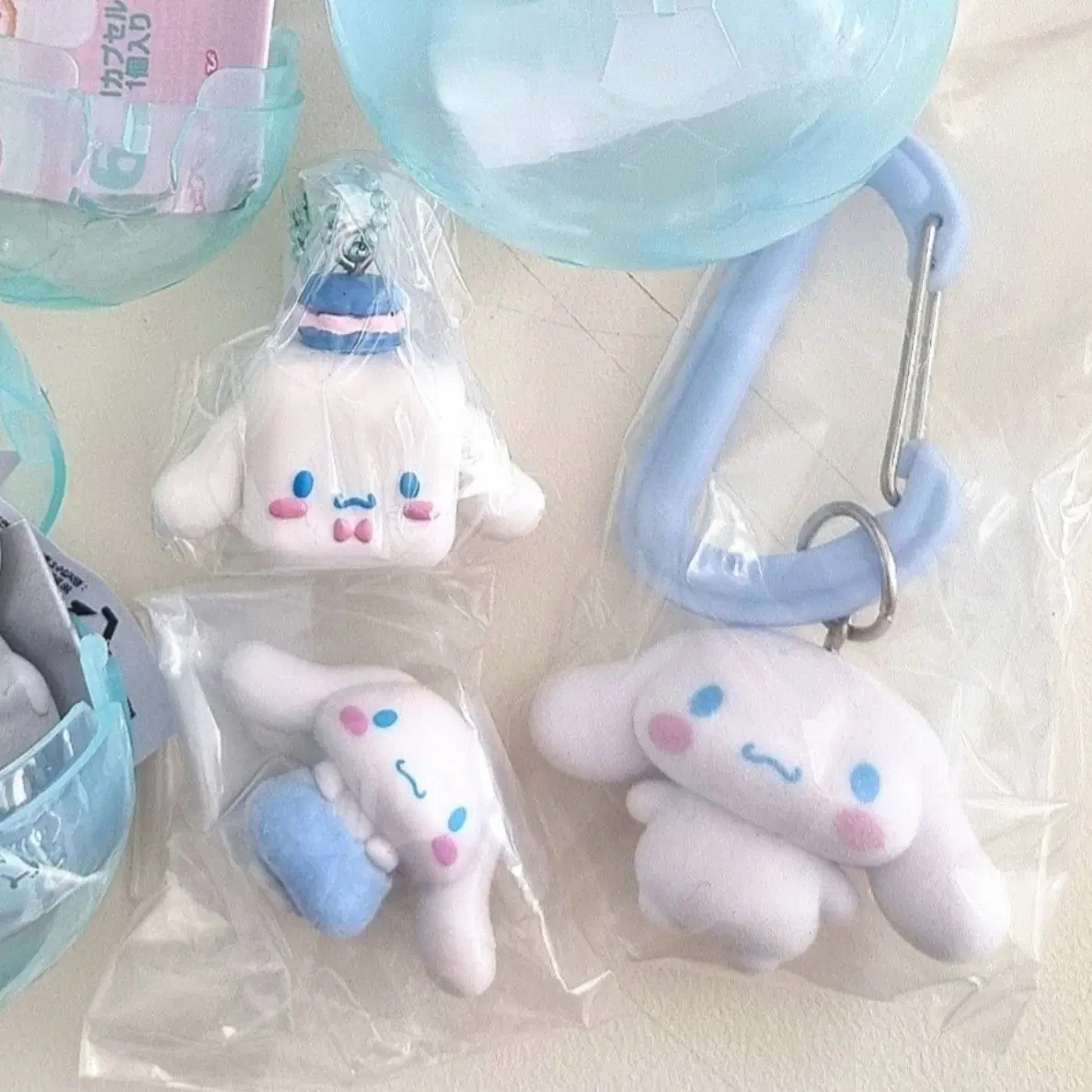 [미개봉+3종 일괄] 산리오 캐릭터즈 시나모롤 큐브 디저트스윙, 호박바지, 컬러풀 카라비너 마스코트 참 가챠