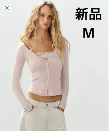 택 포함 새상품 zara 레이스 탑 대비 자켓 핑크 M