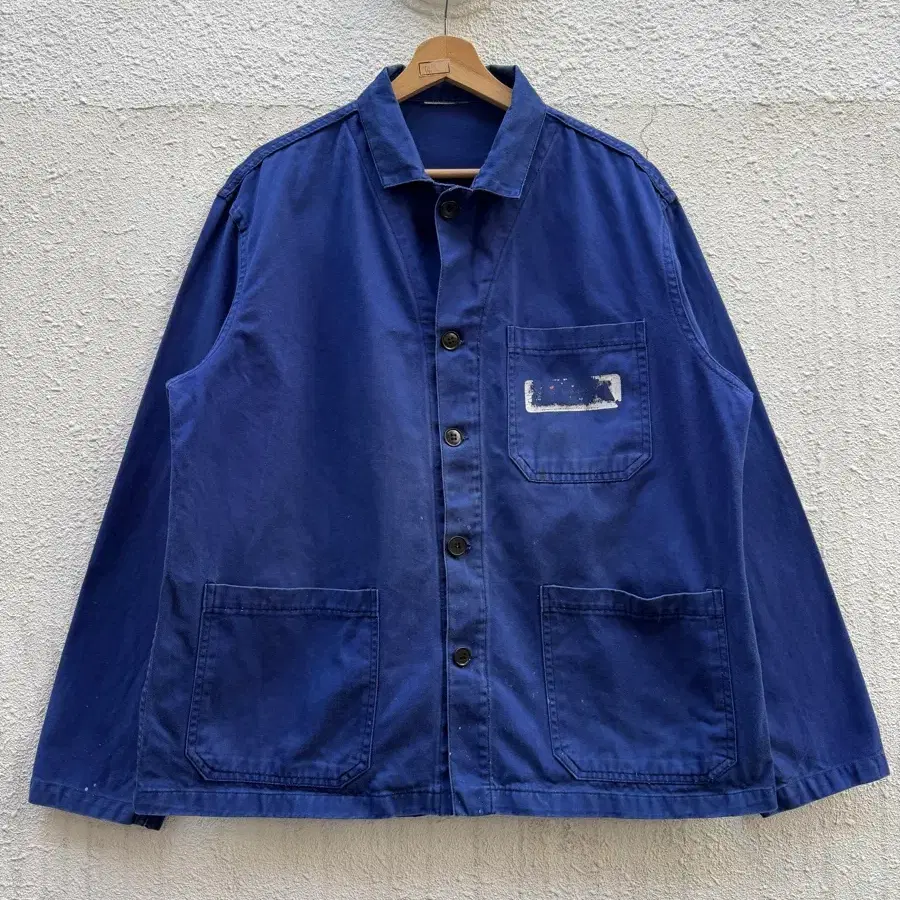 NATURAL FADED 1970s BELTED NAVY FRENCH WORK 페이딩 프렌치워크자켓
