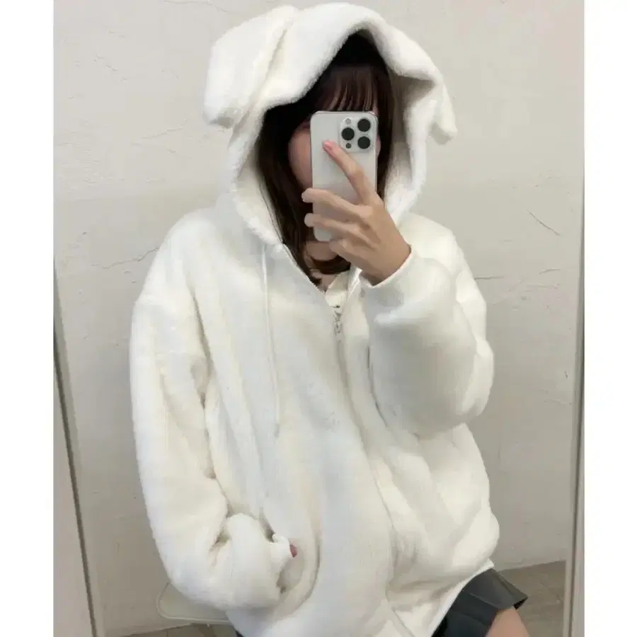 양지뢰 서브컬쳐 퍼파카 WC 토끼 페이크 퍼 블루종