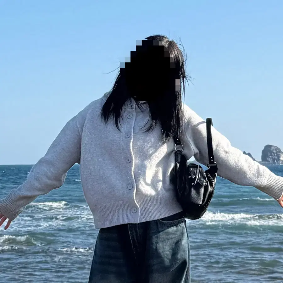 하이넥 후드 니트 가디건