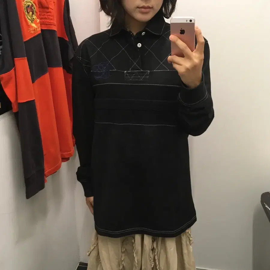 폴로 랄프로렌 퀼팅 스티치 블랙 럭비 P8