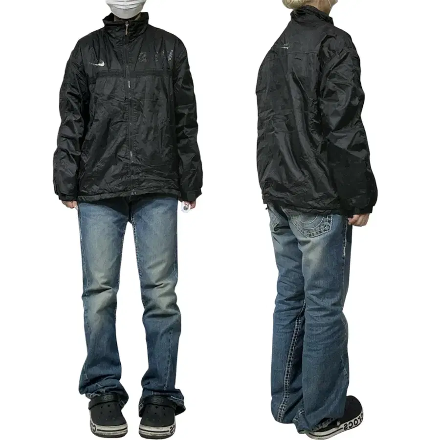 나이키 블랙 오버핏 바람막이 트랙 자켓 L