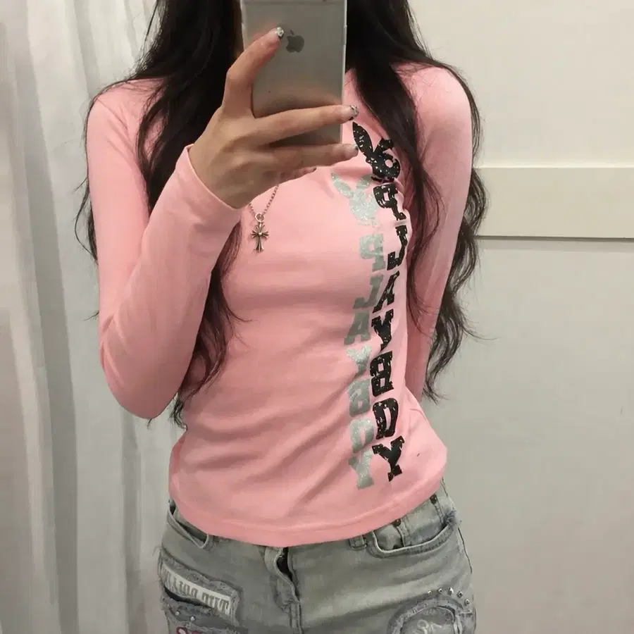 Playboy 플레이보이 딸기우유 딱붙핏 롱슬리브