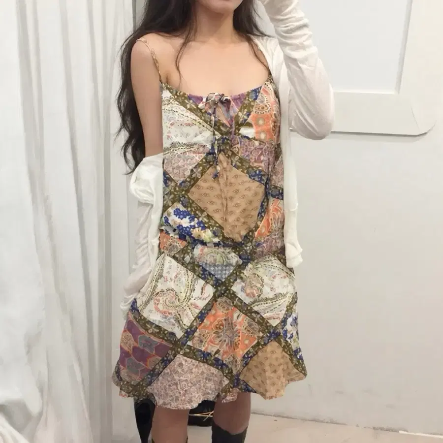 Natural beauty basic 모리걸 페어리 패치워크 원피스