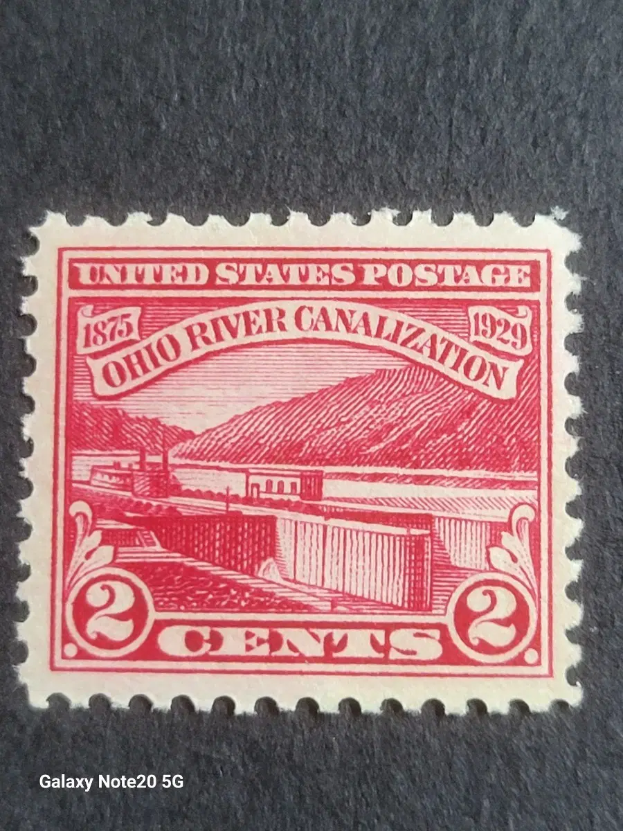 (미국우표)1929년 오하이오강 운하화사업완공기념 우표Ohio River Canalization