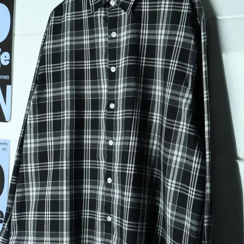(M-XL) 필루미네이트 셔츠 남방 박시 체크 검흰 아메카지-H40000