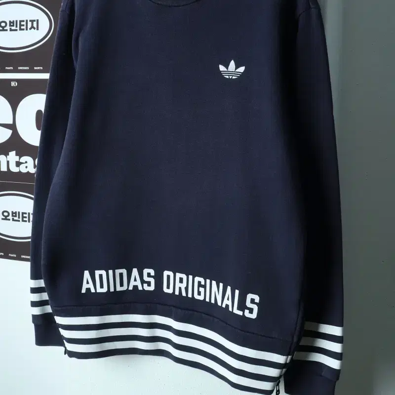 W(XL) 아디다스 맨투맨 티셔츠 오리지널 네이비 기모-H40048