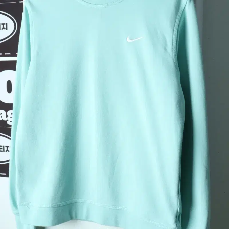 (L-XL) 나이키 맨투맨 티셔츠 크루넥 연블루 스우시 민트-H40074