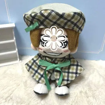 아라시 봉제 인형용 의류 체크 무늬 코디 그린