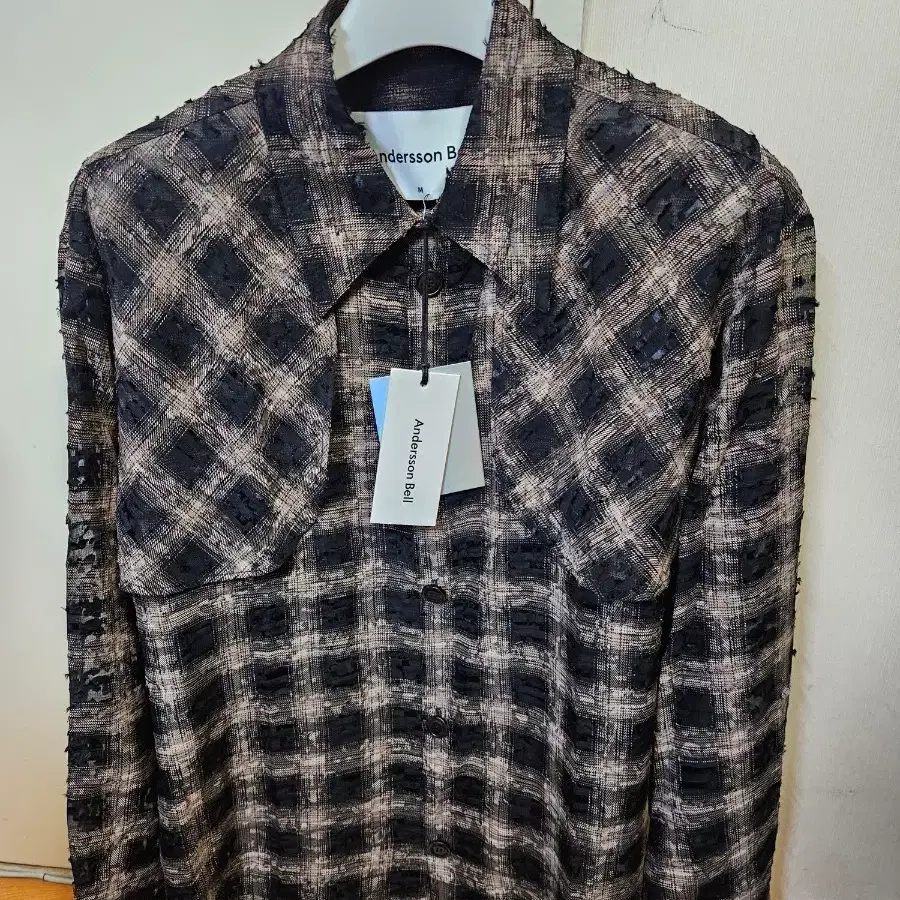 M) 앤더슨벨 WASSER 시어 체크 셔츠 블랙