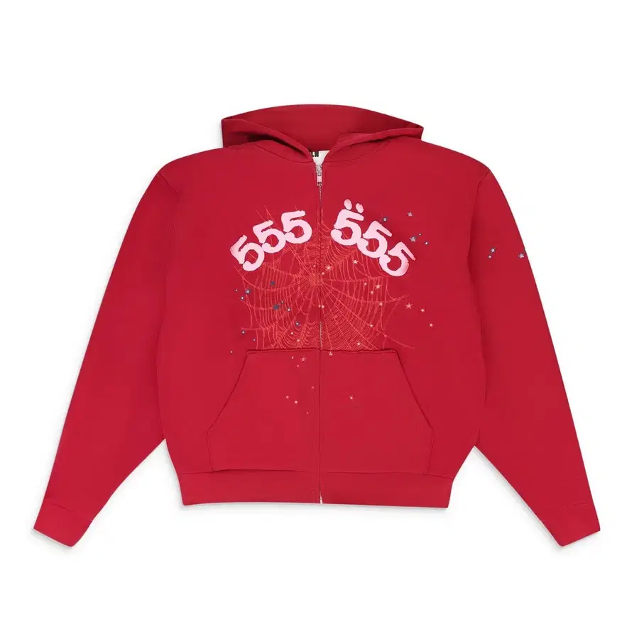 [새상품] 스파이더 (SP5DER) 남성 엔젤 넘버 집업 후드 레드 XS / S / M / L / XL / XXL