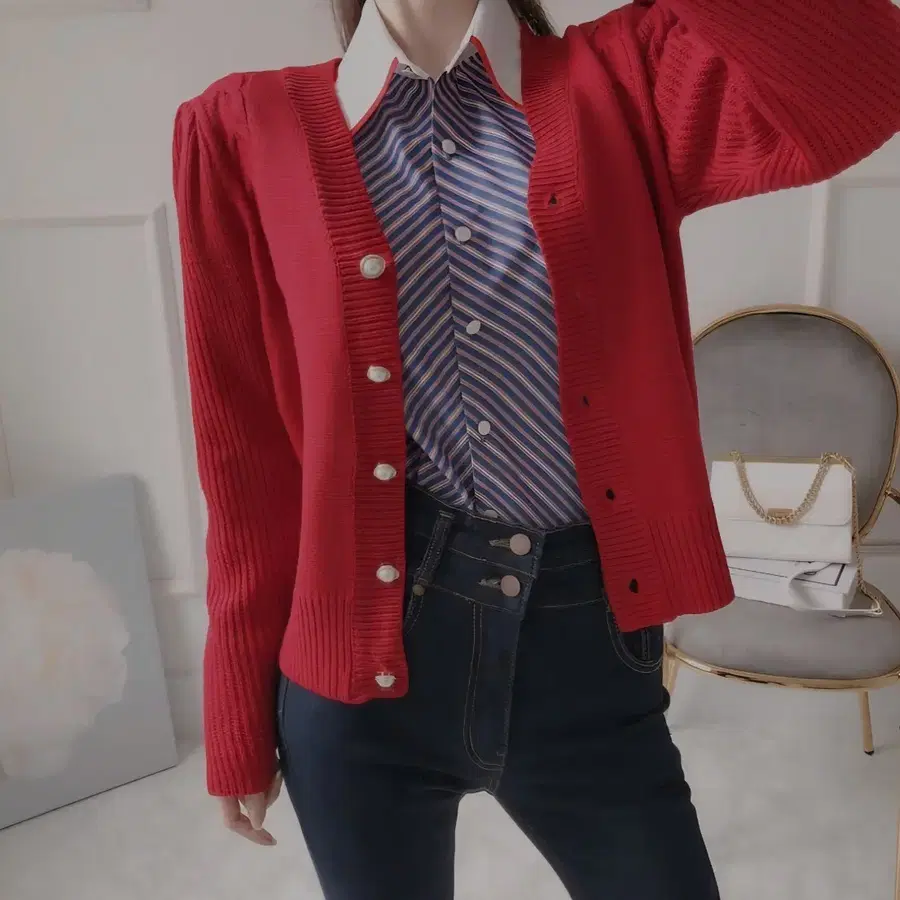 새상품 소녀모드 가디건 아이보리