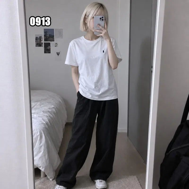 L 폴로 랄프 로렌 클래식 화이트 크루넥 반팔 티셔츠
