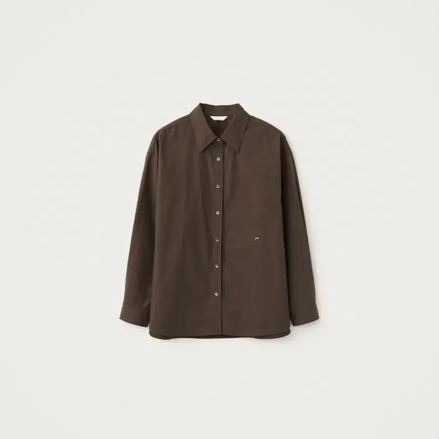 와이이 어리틀빗 Oversized Cotton Shirt - Brown 하객룩