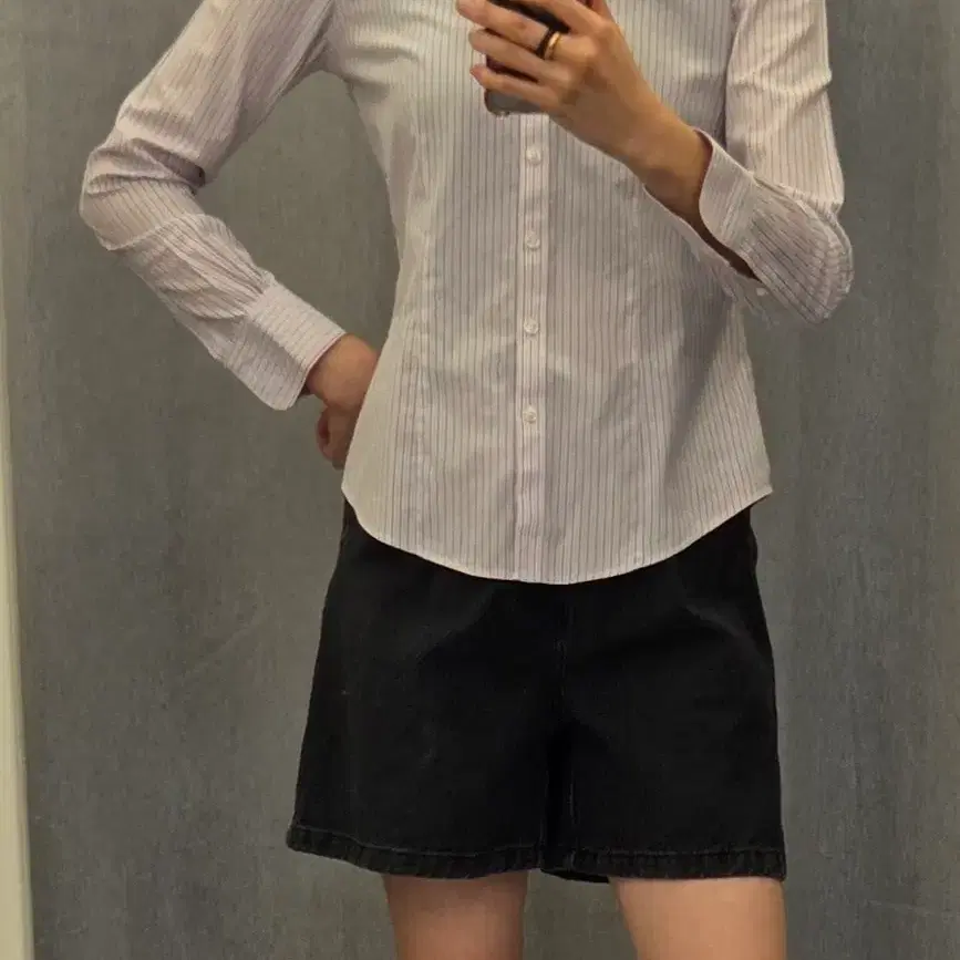 브룩스브라더스 라벤더 스트라이프 셔츠S 새상품급