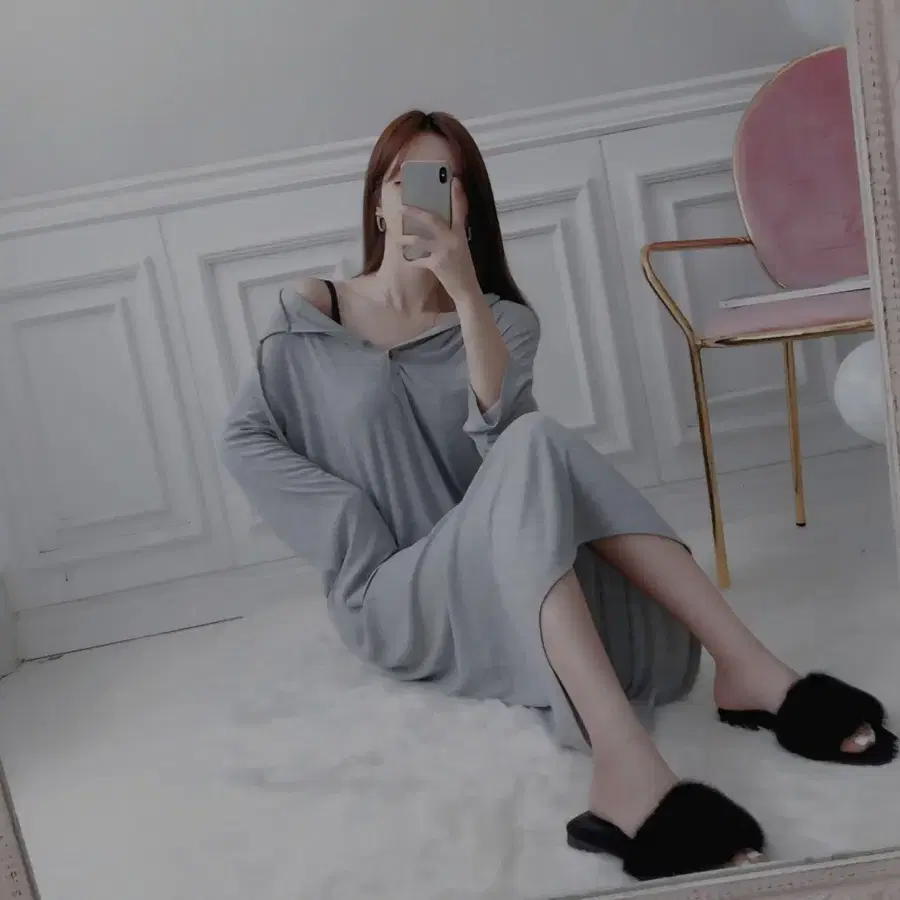새상품 매력적인 후드 롱 원피스 2종 (베이지/그레이)