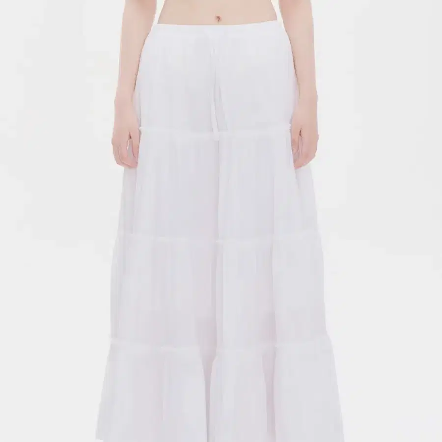 유희 FRILL DETAILED MAXI SKIRT WHITE
