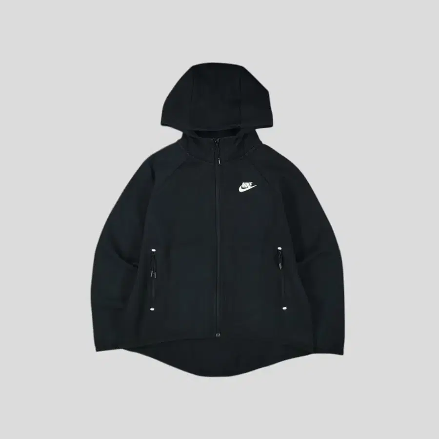 나이키 피그먼트 블랙 화이트 퓨추라로고 레글런 테크팩 테크플리스 코튼블렌드 후드집업 WOMANS M-L