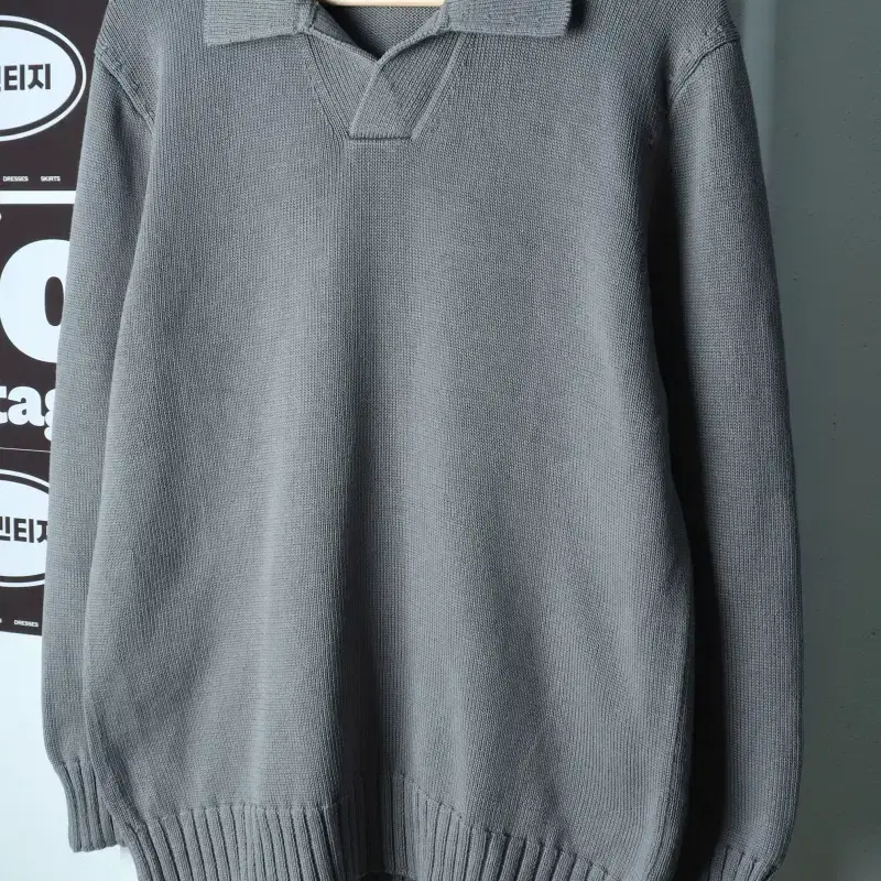 (XS-L) 코스 니트 카라 그레이 헤비 놈코어-H40090