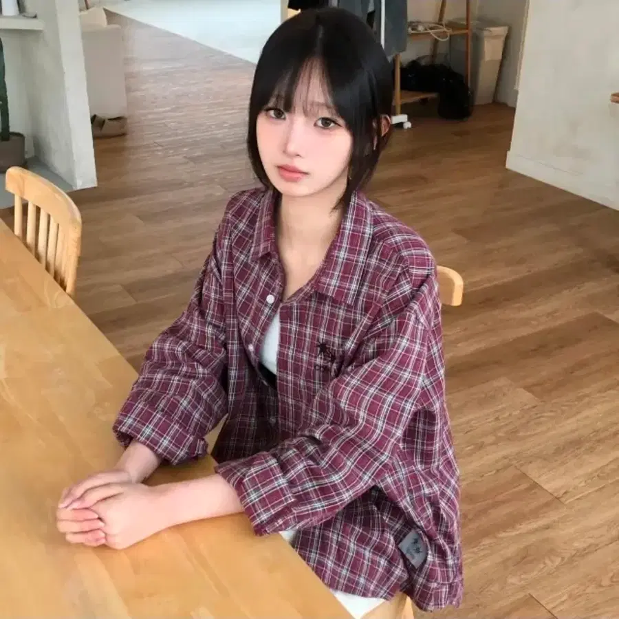 코이리스 리플 빈티지 타탄 체크셔츠 레드
