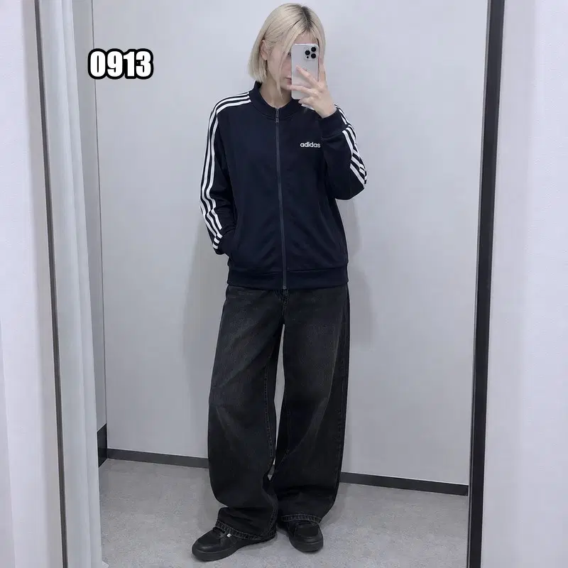 2XL 아디다스 네이비 화이트 삼선 트랙탑