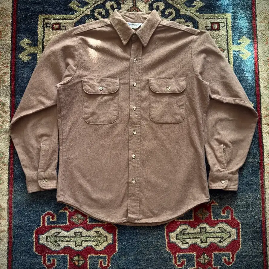 70s 80s FIVE BROTHER Mocha cream Chamois shirt