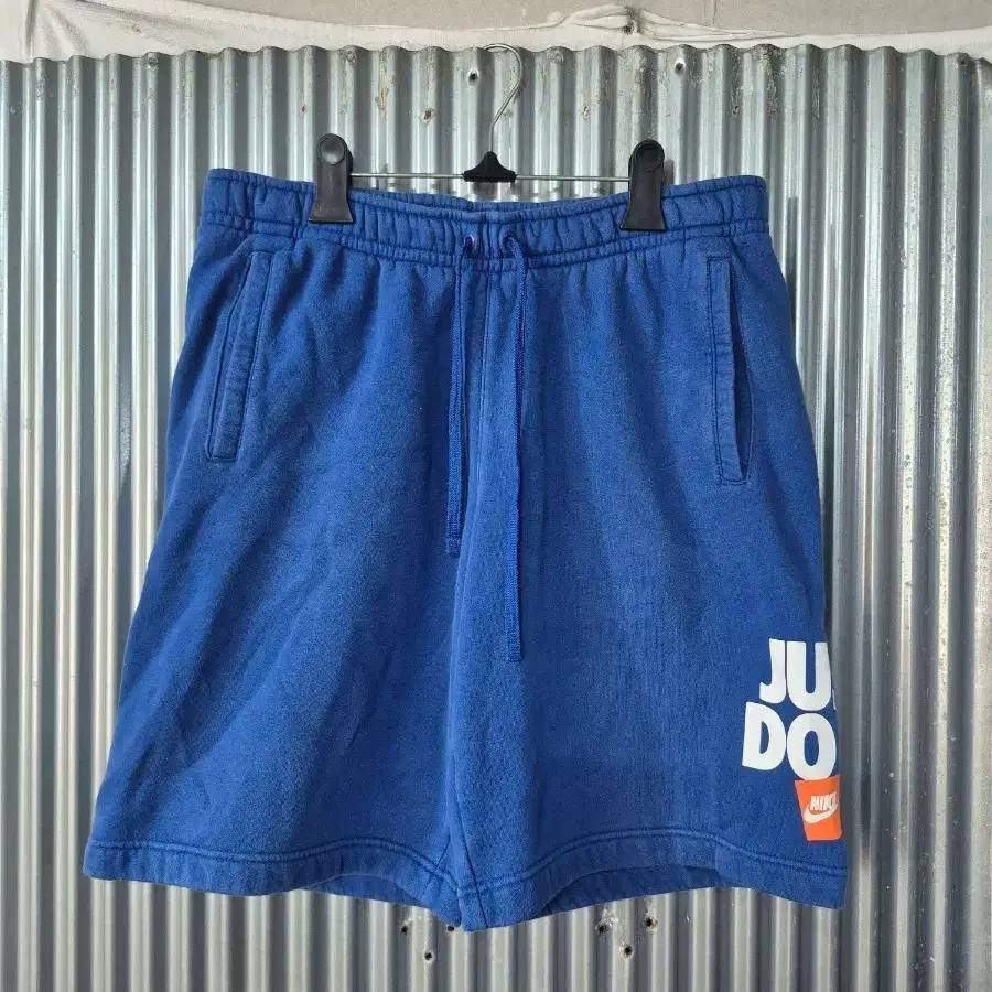 L 나이키 저스트두잇 기모 반바지 블루