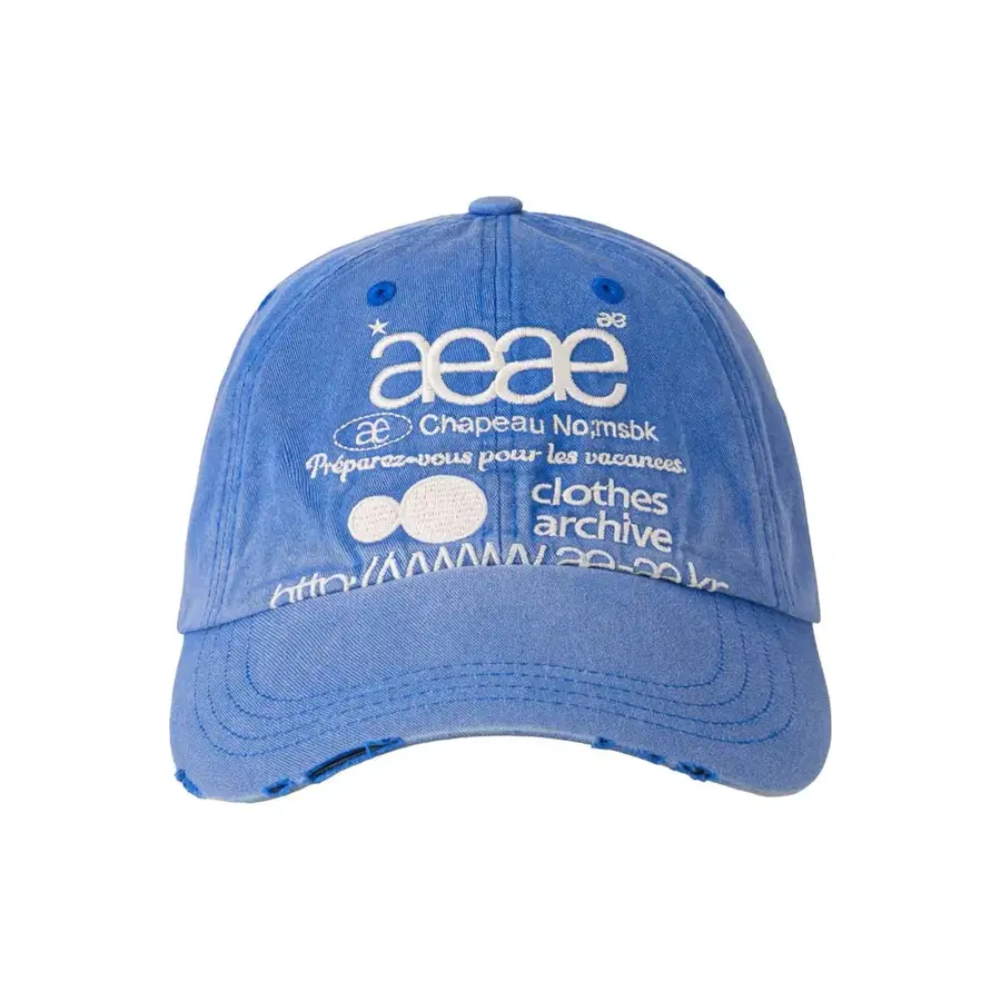 AEAE WEB LOGO DAMAGED CAP [BLUE] 로고 모자 볼캡 블루