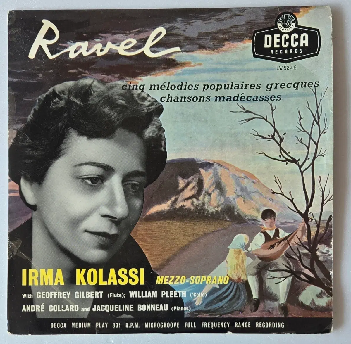 메조 소프라노 Irma Kolassi - Ravel 가곡집 10인치 LP ( 영국 DECCA LW 1956 Mono, 희귀 )