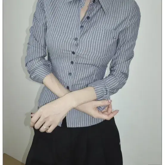 페일제이드 Linen Stripe Shirts blue 2