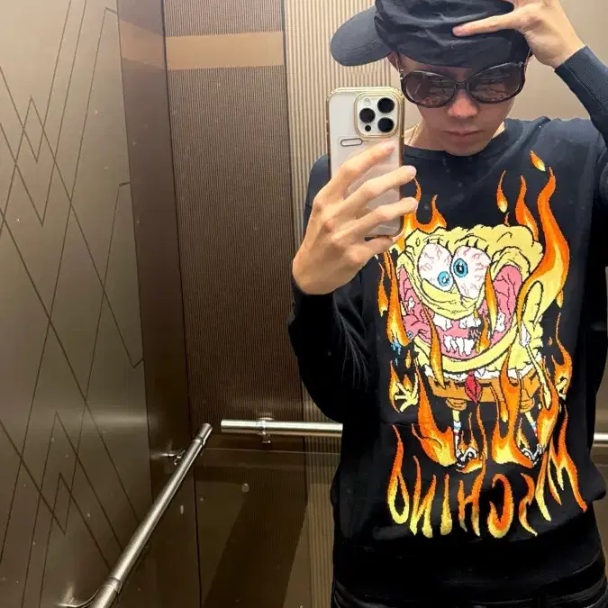 Moschino Spongebob Flame black knit