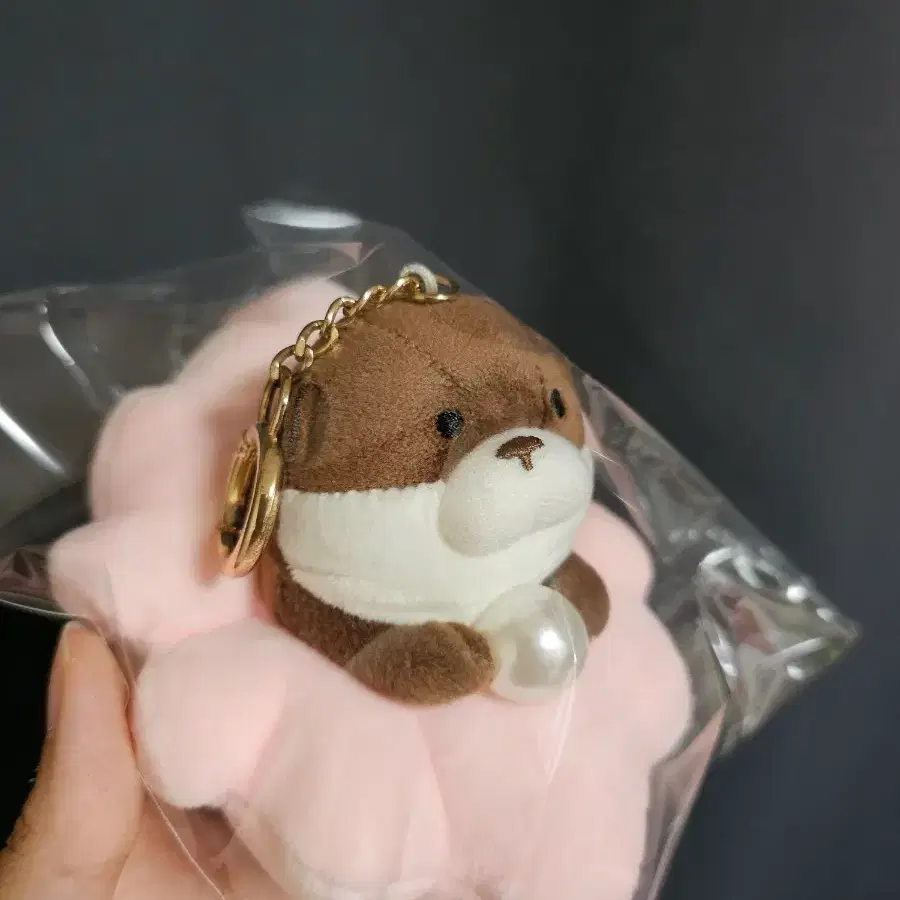 우소우소 수달 인형 키링 조개 진주