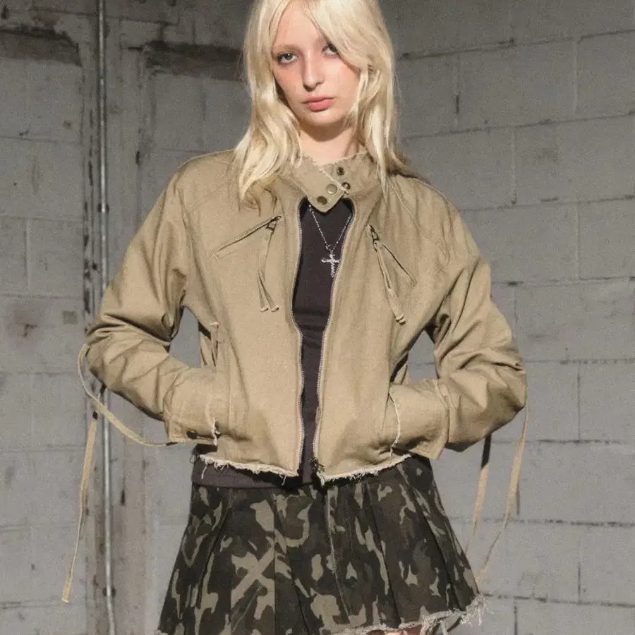 미드나잇무브 strap jacket (beige) 스트랩 자켓 베이지