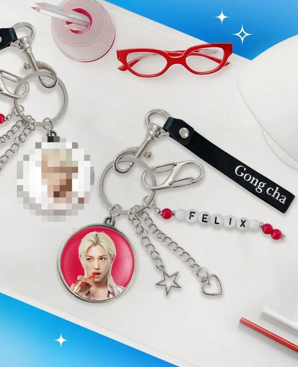 공차 jyp 스트레이키즈 스키즈 필릭스 FELIX 특전 키링 홀더 엠디 md 굿즈