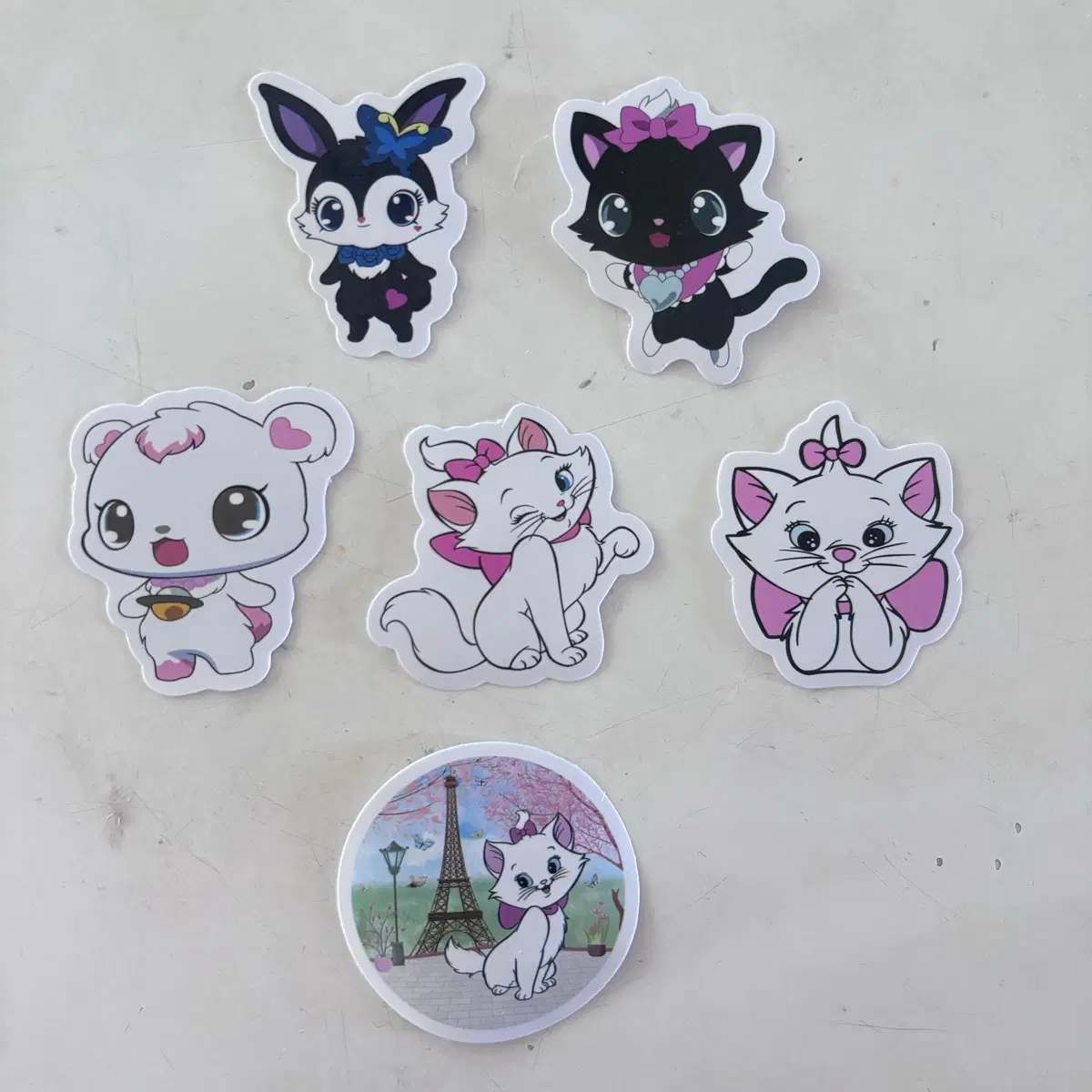 {나눔}고양이 캐릭터 6장 조각스티커 일괄처분